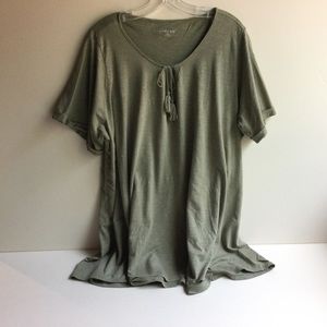 Lands’ End light olive green swing top w/ tassels